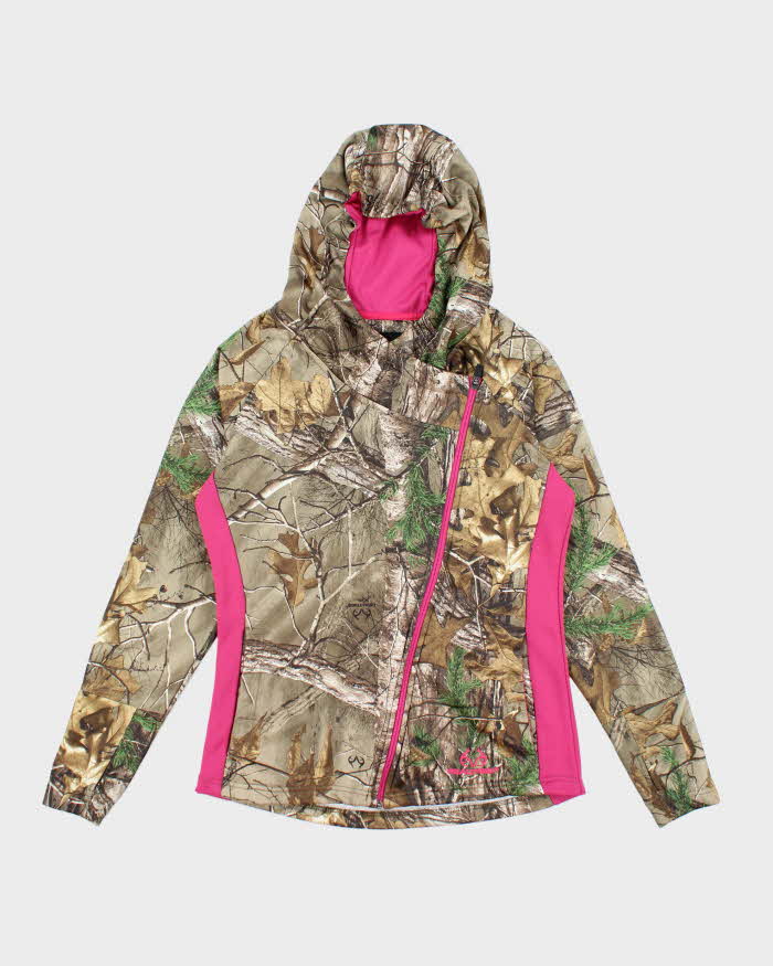 Vintage Women's Y2K Real Tree Camouflage Assyemtrical Zip Up Hoodie - M