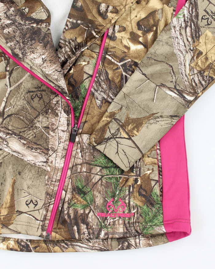 Vintage Women's Y2K Real Tree Camouflage Assyemtrical Zip Up Hoodie - M