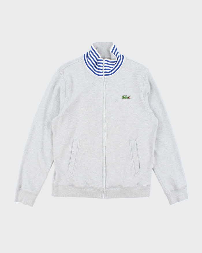 Vintage 2000's Lacoste Full Zip Striped Neck Hoodie - M