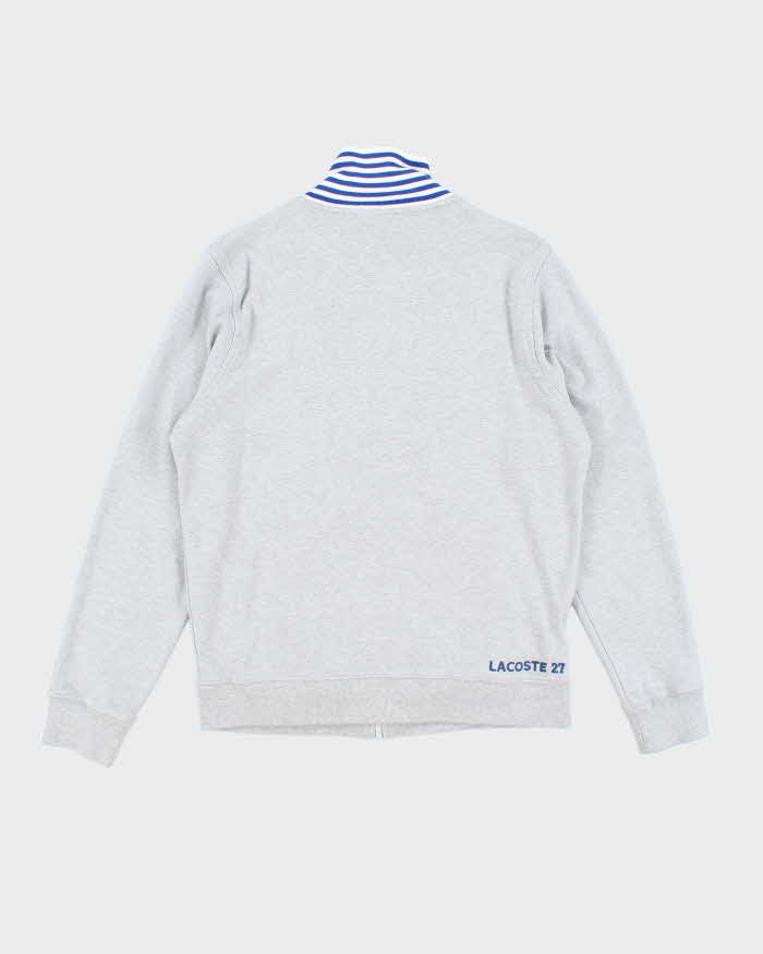 Vintage 2000's Lacoste Full Zip Striped Neck Hoodie - M