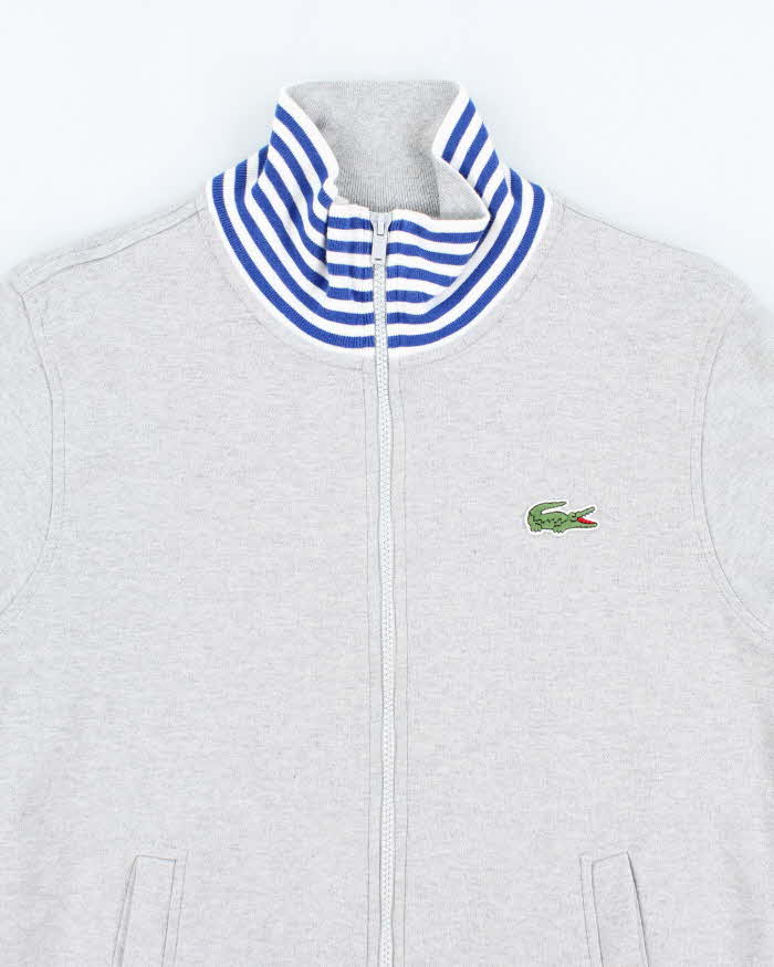 Vintage 2000's Lacoste Full Zip Striped Neck Hoodie - M