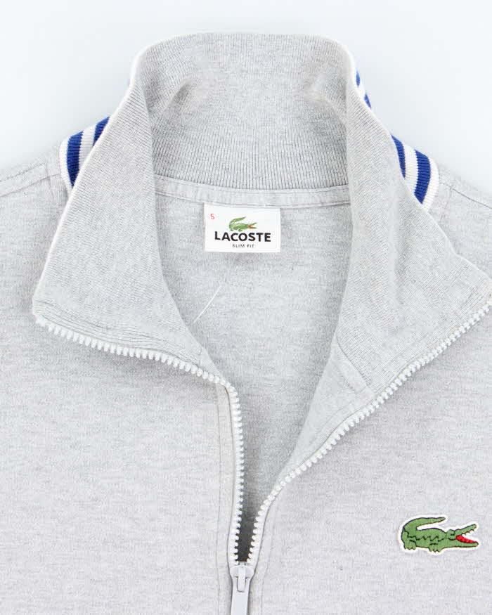 Vintage 2000's Lacoste Full Zip Striped Neck Hoodie - M