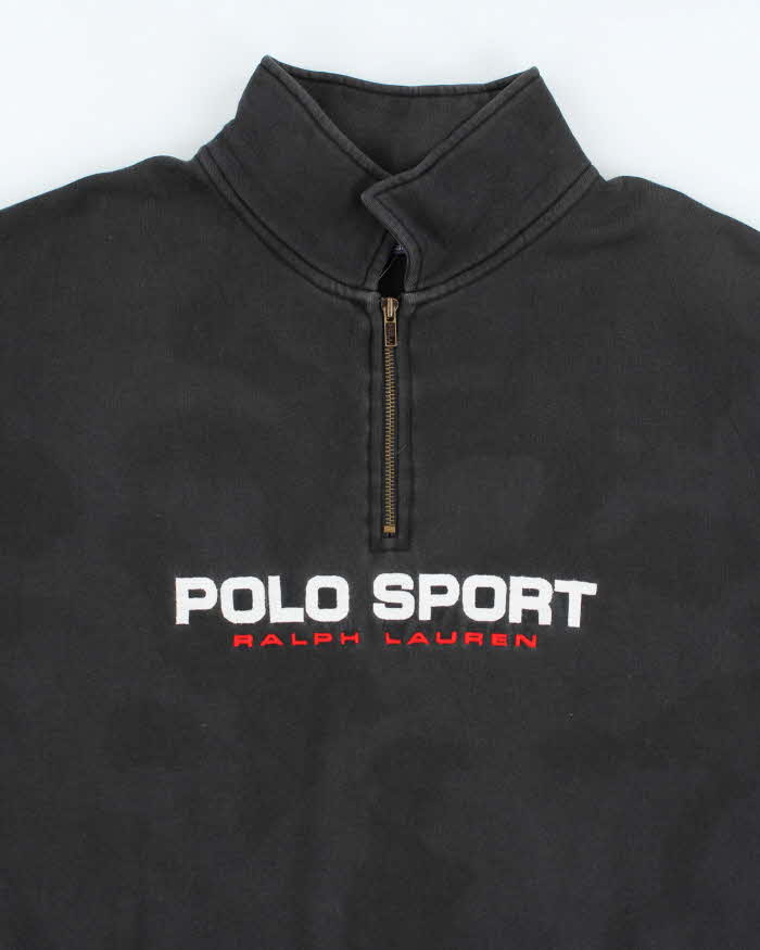 Vintage Y2K Polo Sport Faded Quarter Zip Spell Out Sweatshirt - XL