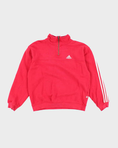Vintage Y2K Adidas Three Stripe Quarter Zip Sweatshirt - M