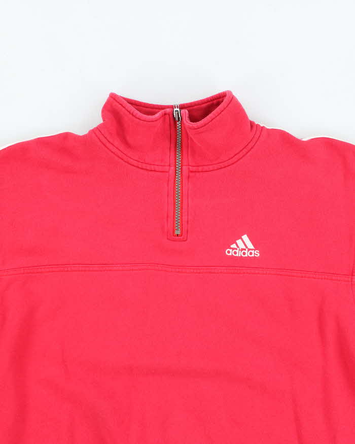 Vintage Y2K Adidas Three Stripe Quarter Zip Sweatshirt - M