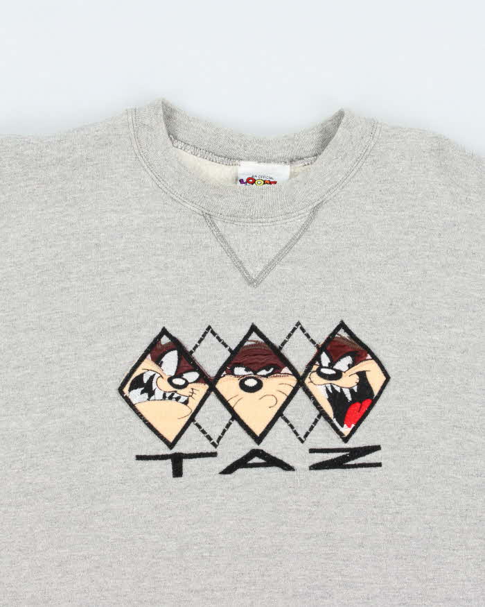Vintage 90's Looney Toons Taz Embroidered Sweatshirt - XL