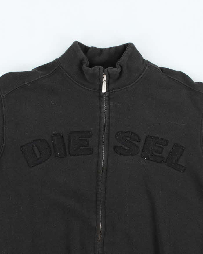 Vintage Y2K Diesel Spell Out Full Zip Hoodie - XL