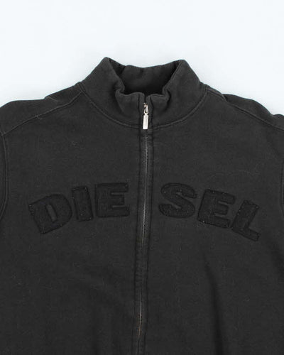 Vintage Y2K Diesel Spell Out Full Zip Hoodie - XL