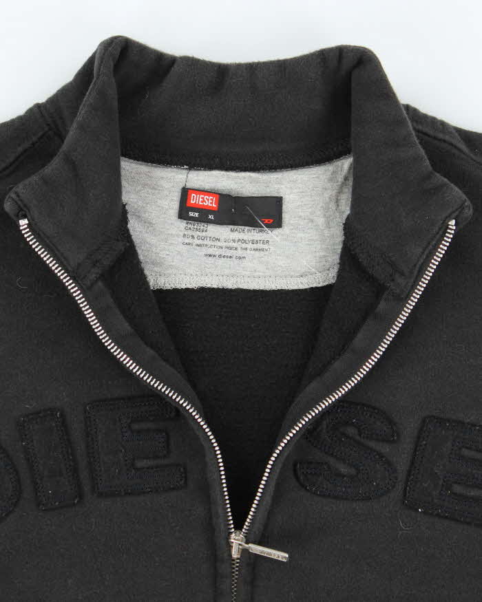Vintage Y2K Diesel Spell Out Full Zip Hoodie - XL
