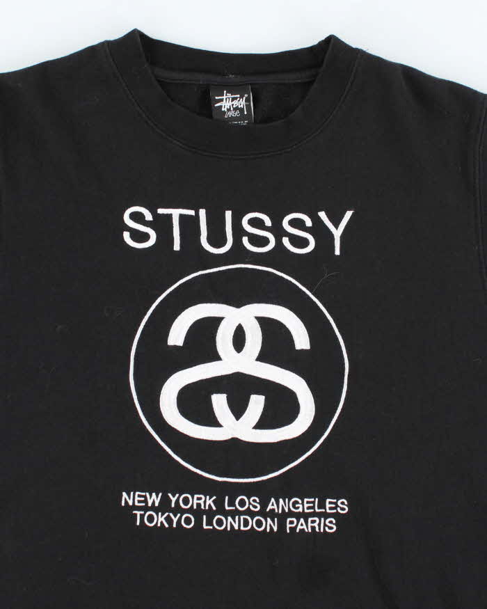 Vintage Y2K Stussy Embroidered Logo Sweatshirt - L