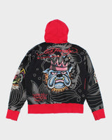 Vintage Y2K Ed Hardy All Over Print Zip Up Hoodie - XXL