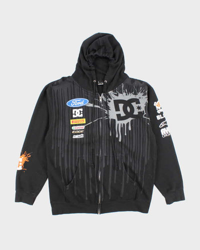 Vintage Y2K DC Shoe Co Graphic Print Zip Up Hoodie - L