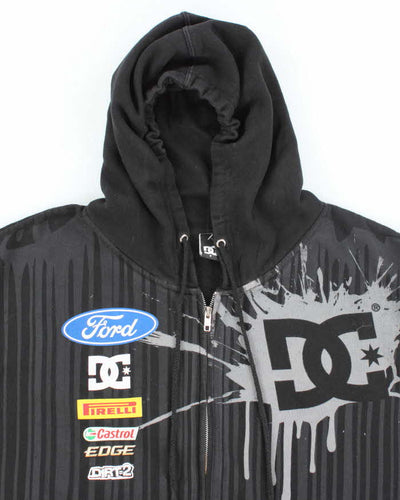 Vintage Y2K DC Shoe Co Graphic Print Zip Up Hoodie - L