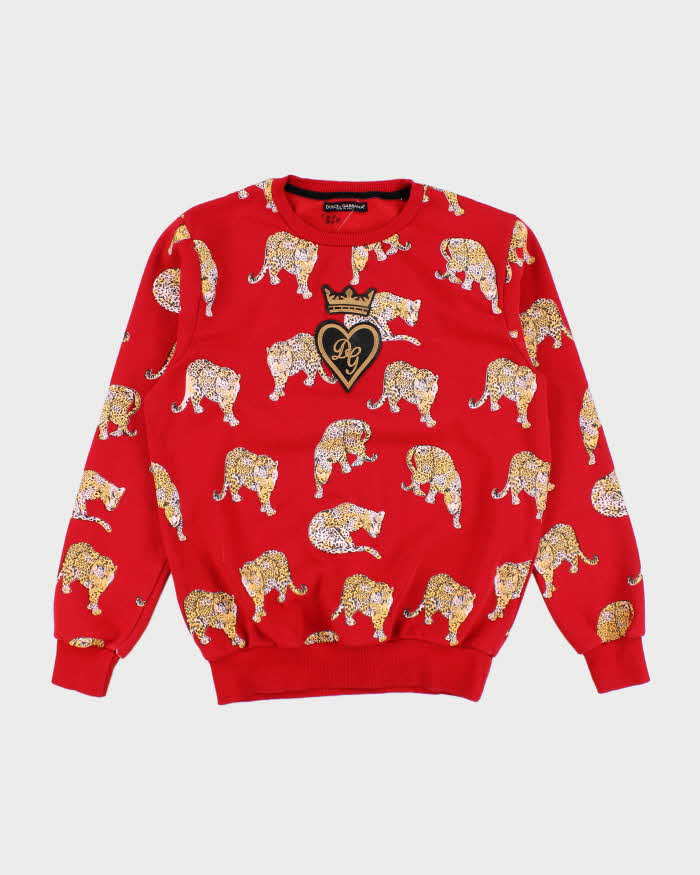Vintage Y2K Dolce &amp; Gabbana All Over Print Big Cat Sweatshirt - L