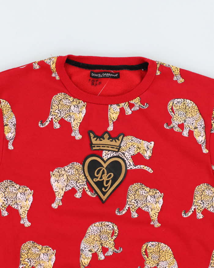 Vintage Y2K Dolce &amp; Gabbana All Over Print Big Cat Sweatshirt - L