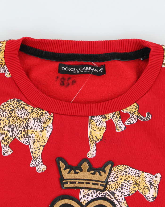 Vintage Y2K Dolce &amp; Gabbana All Over Print Big Cat Sweatshirt - L