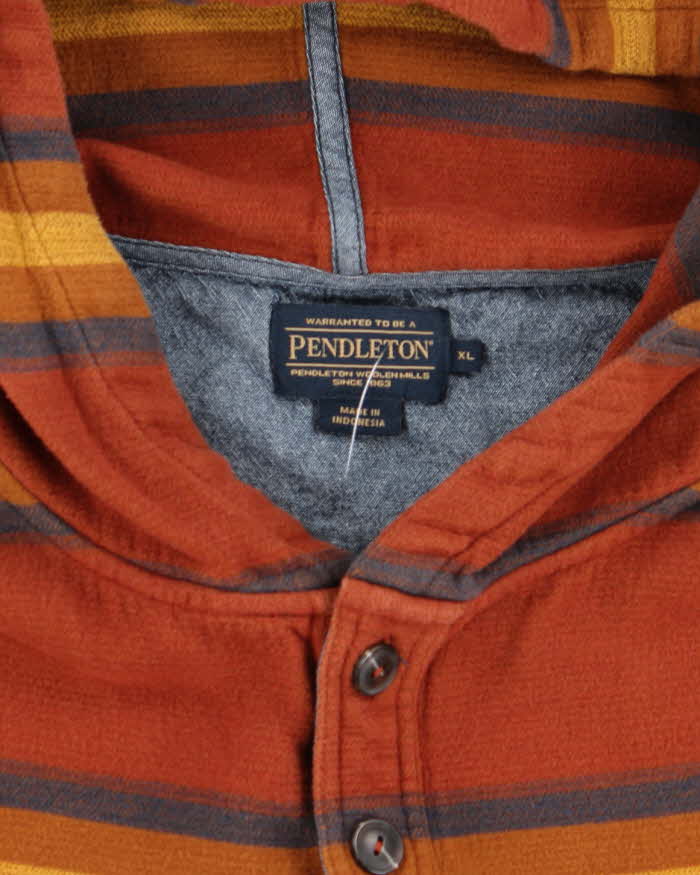 Vintage 2000's Pendleton Striped Quarter Button Hoodie - XL