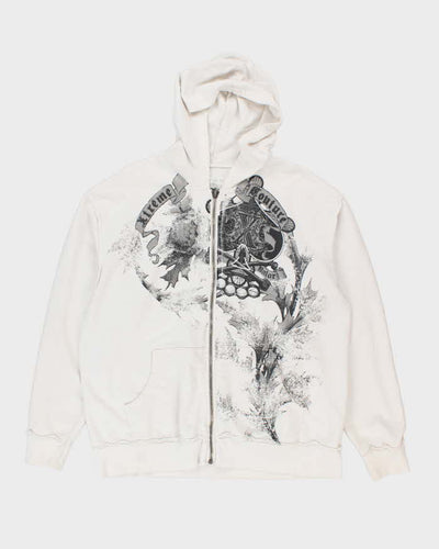 Vintage Y2K Xtreme Couture Gothic Print Zip Up Hoodie - XL