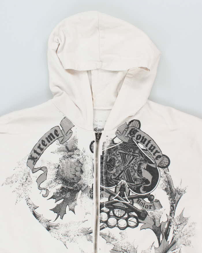 Vintage Y2K Xtreme Couture Gothic Print Zip Up Hoodie - XL