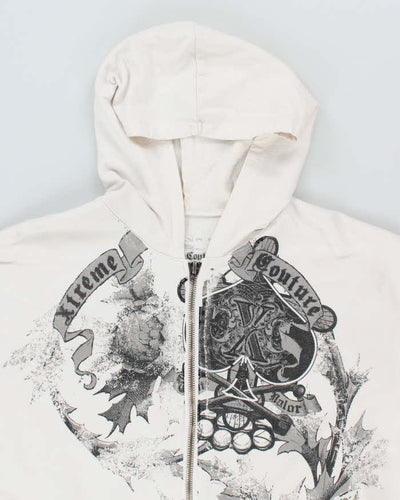 Vintage Y2K Xtreme Couture Gothic Print Zip Up Hoodie - XL