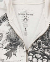 Vintage Y2K Xtreme Couture Gothic Print Zip Up Hoodie - XL