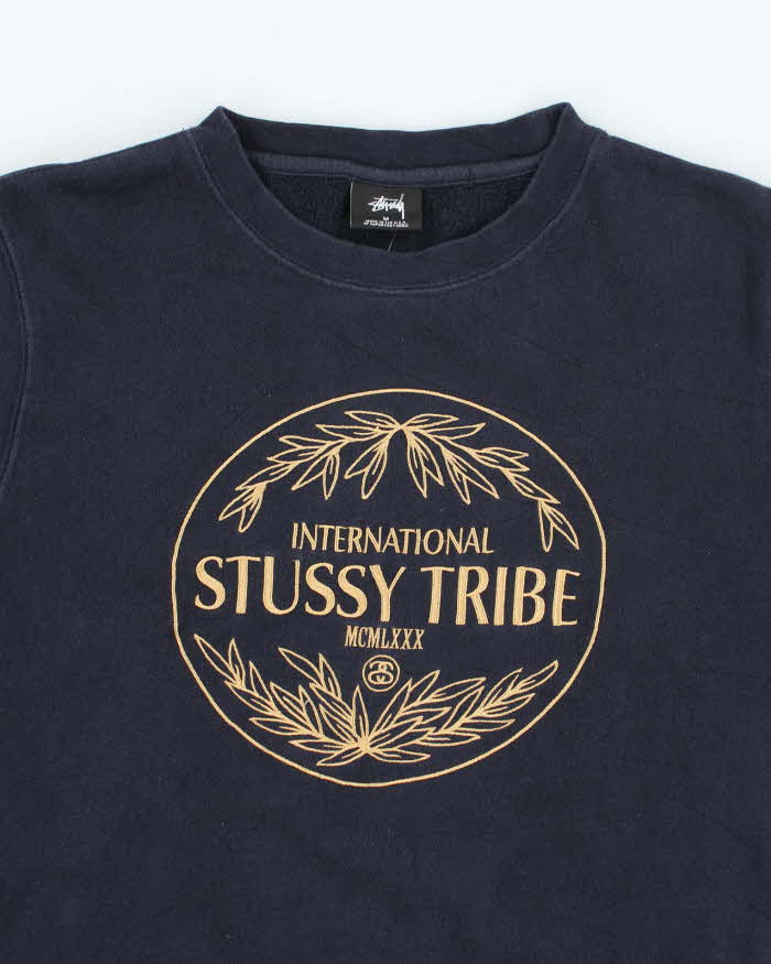 Vintage 2000's Stussy Tribe Embroidered Logo Sweatshirt - M