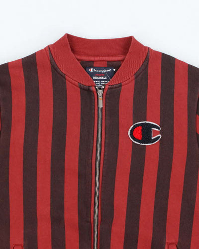Vintage Y2K Champion Striped Full Zip Sweatshirt - L