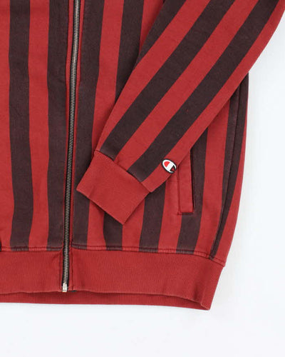 Vintage Y2K Champion Striped Full Zip Sweatshirt - L