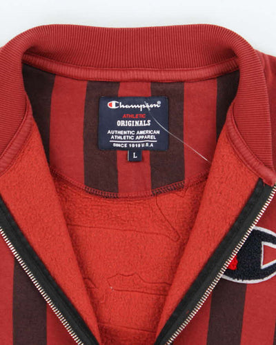 Vintage Y2K Champion Striped Full Zip Sweatshirt - L