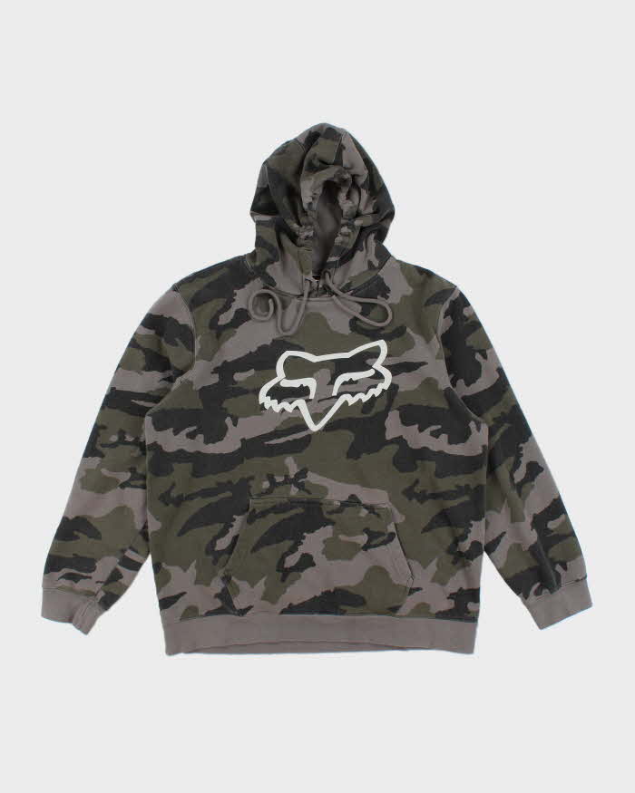 Vintage Y2K Fox Racing Camouflage Hoodie - L