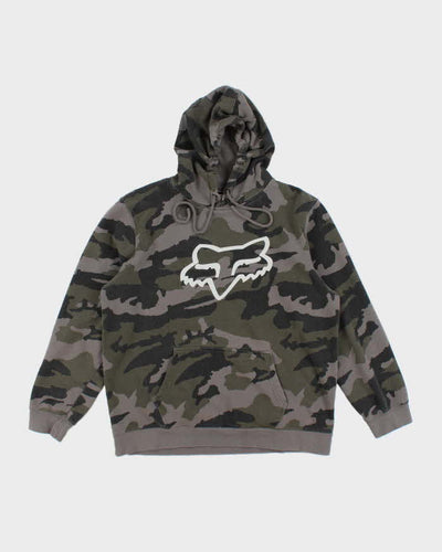 Vintage Y2K Fox Racing Camouflage Hoodie - L