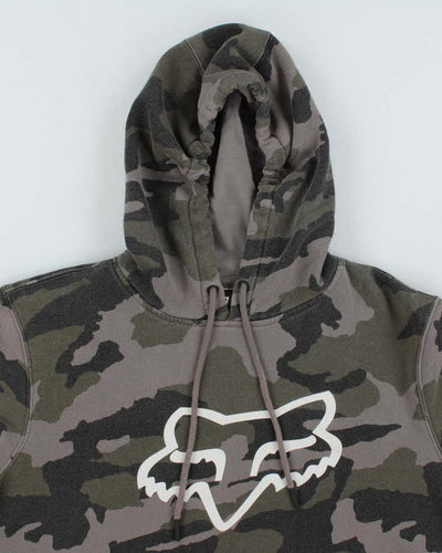 Vintage Y2K Fox Racing Camouflage Hoodie - L