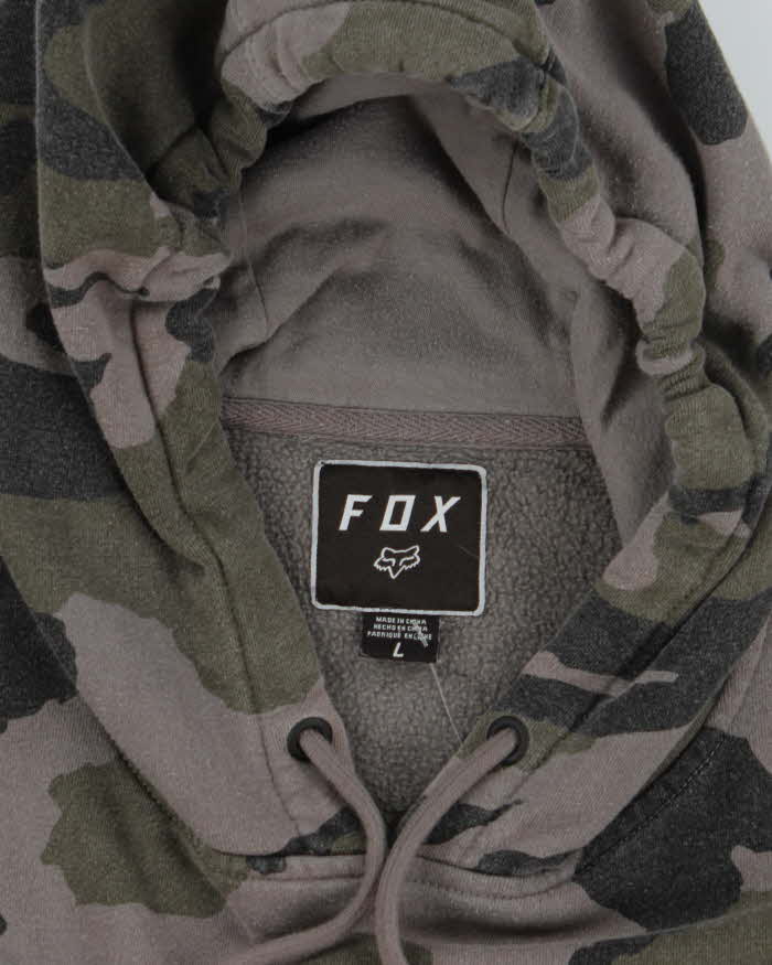 Vintage Y2K Fox Racing Camouflage Hoodie - L