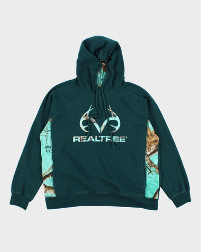 Vintage Y2K Real Tree Embroidered Blue Camo Logo Hoodie - M