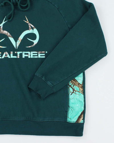 Vintage Y2K Real Tree Embroidered Blue Camo Logo Hoodie - M