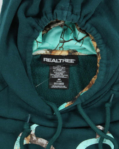 Vintage Y2K Real Tree Embroidered Blue Camo Logo Hoodie - M