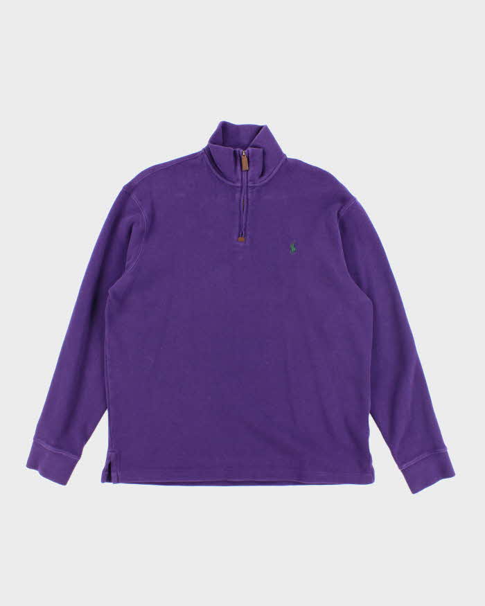 Vintage Ralph Lauren Purple Quarter-Zip Jumper - L