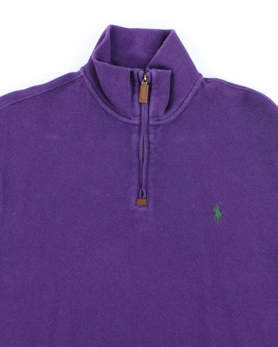 Vintage Ralph Lauren Purple Quarter-Zip Jumper - L