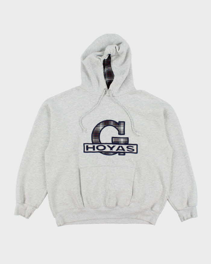 Vintage 90's Hoyas Tartan Print Oversized Hoodie - L