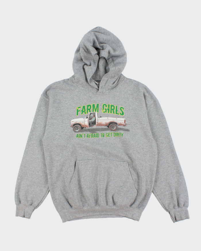 Vintage 2000's Farm Girls Slogan Funny Hoodie - M