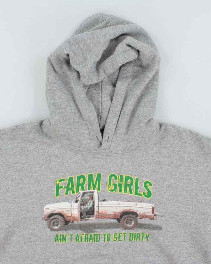 Vintage 2000's Farm Girls Slogan Funny Hoodie - M