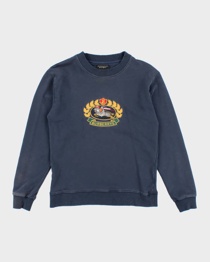 Vintage Y2K Burberry Embroidered Crest Logo Sweatshirt - S