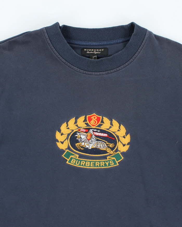 Vintage Y2K Burberry Embroidered Crest Logo Sweatshirt - S