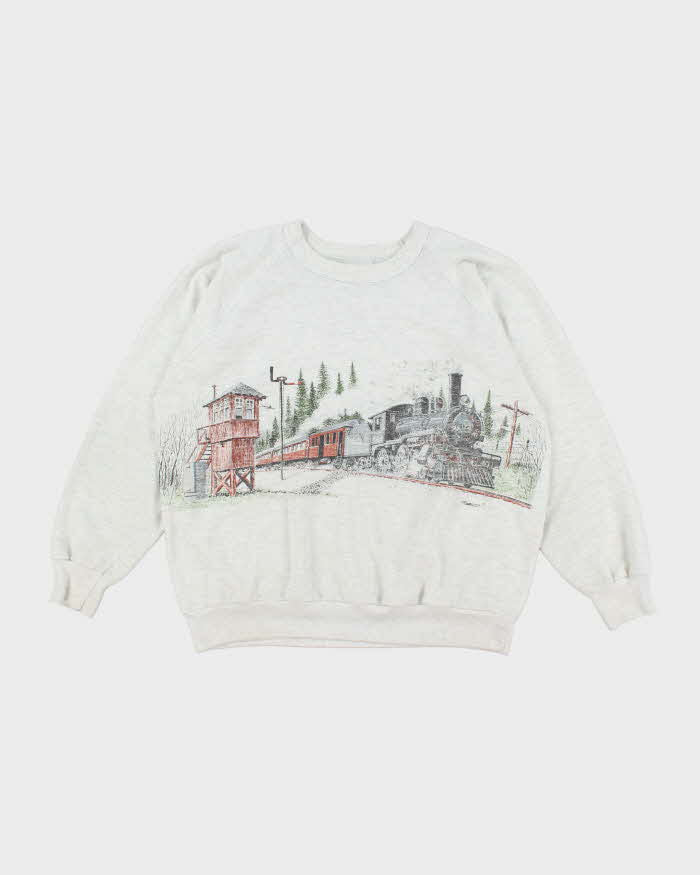 Vintage 90's Steam Train Graphic Print Sweatshirt - L