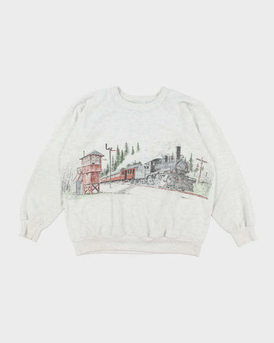 Vintage 90's Steam Train Graphic Print Sweatshirt - L