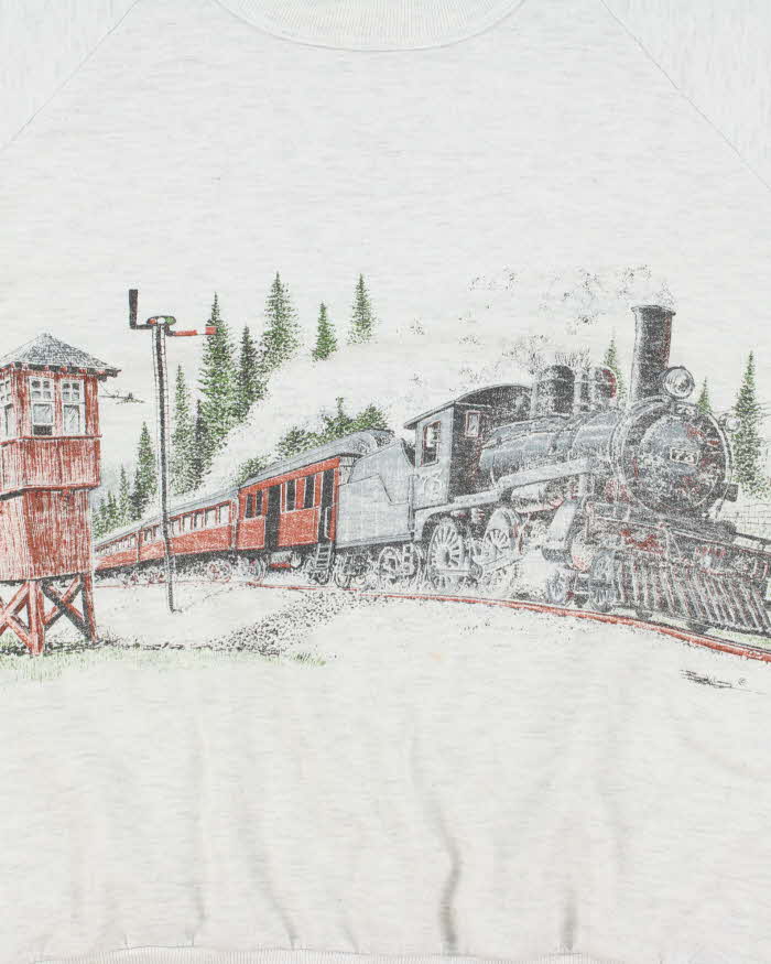 Vintage 90's Steam Train Graphic Print Sweatshirt - L