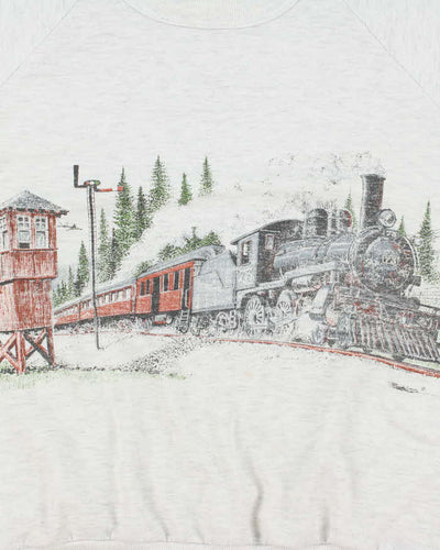 Vintage 90's Steam Train Graphic Print Sweatshirt - L