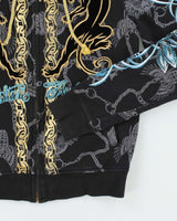 Vintage Y2K Christian Audiger Sequined Graphic Print Zip Up Hoodie - S