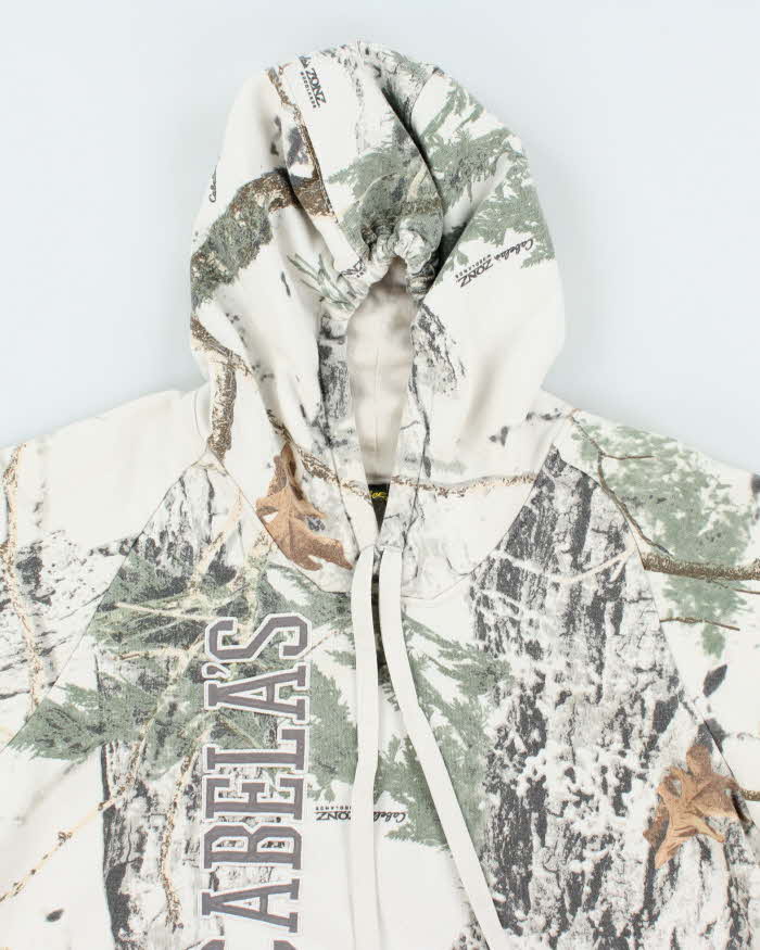 Vintage 2000's Cabella's Snow Real Tree Camo Hoodie - L