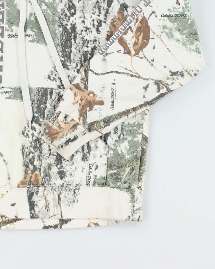 Vintage 2000's Cabella's Snow Real Tree Camo Hoodie - L